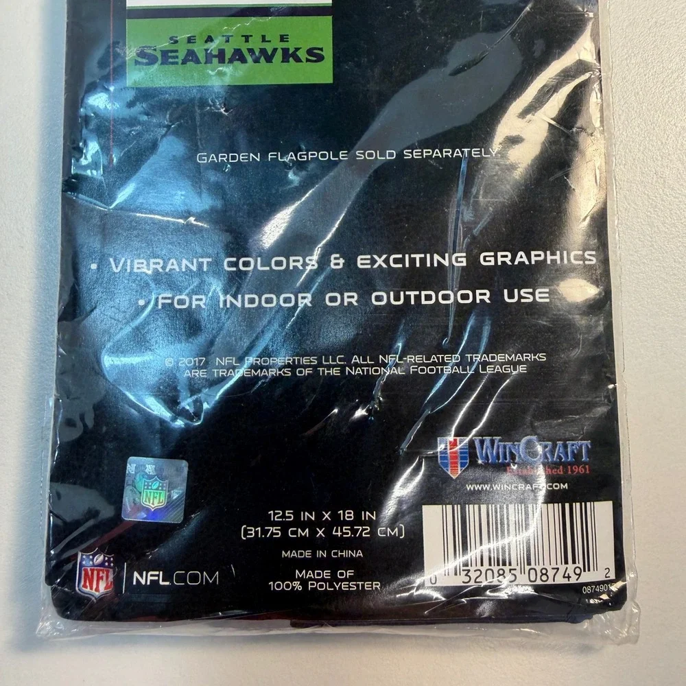 Seattle Seahawks NFL WinCraft Garden Flag 12.5x18 Navy Green 2-Sided New